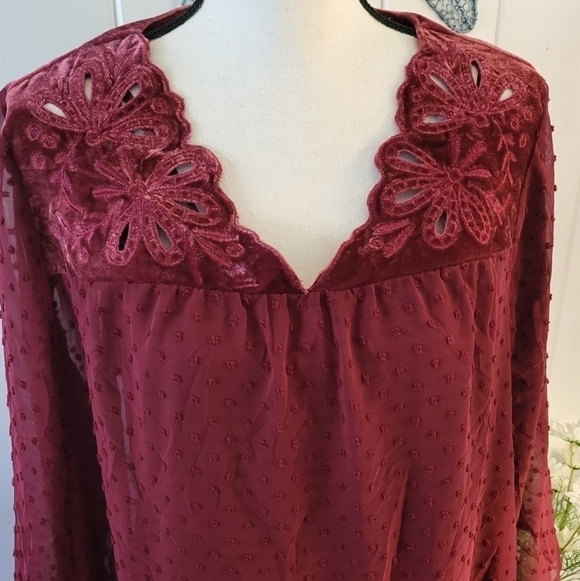 Style &Co Textured Semi Sheer Blouse with Tank Size 1X - Picture 4 of 10